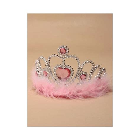 Silv Plastic Tiara With Pink Heart And Pink Feather Trim Inca