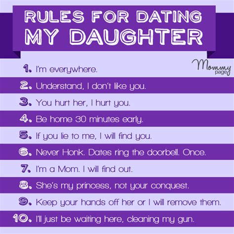 The Rules For Dating My Daughter In Purple And White With Text That Reads I M