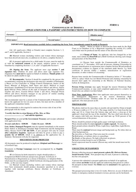 Dominica Passport Application Pdf Form Formspal