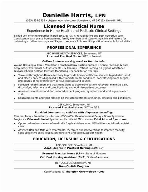 Lpn Resume With No Experience™ Printable Resume Template Nursing