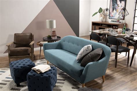 We offer free and reliable shipping and installation services, our online store provides you with an attractive discount with healthy emi options. Calla Blue Sofa | Blue Linen-Look Fabric Sofa in 2020 | Mid 20th century furniture, Fabric sofa ...
