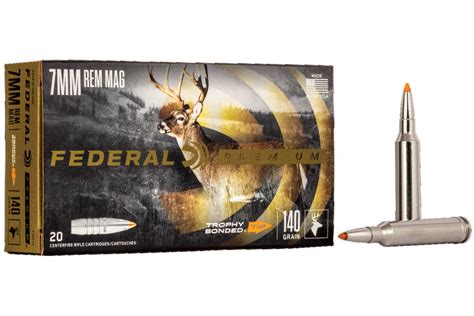Federal 7mm Rem Mag 140 Gr Trophy Bonded Tip Vital Shok 20box For Sale
