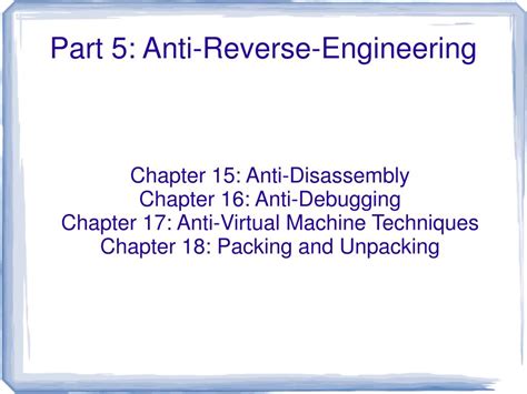 Ppt Part 5 Anti Reverse Engineering Powerpoint Presentation Free