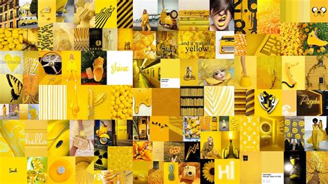 Boujee Yellow Aesthetic Wall Collage Kit 100 Pieces Etsy