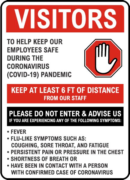 Visitors Infection Control Sign D6206 By