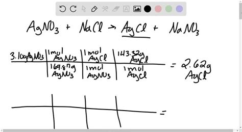 Solved How Much Agcl Is Produced When 310g Of Agno3 And 15g Of Nacl