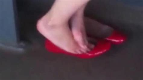 Red Flats Shoeplay In Bus Porn Videos