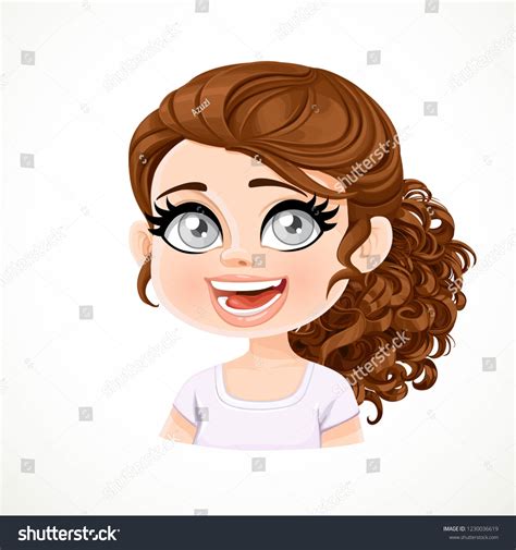 beautiful touched cartoon brunette girl dark stock vector royalty free 1230036619