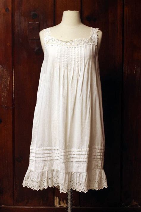 Edwardian Slip Nightgown Antique White Cotton Lace Small Etsy Night Gown Night Dress