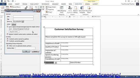 Microsoft Office Word 2013 Tutorial Creating Forms 215 Employee Group