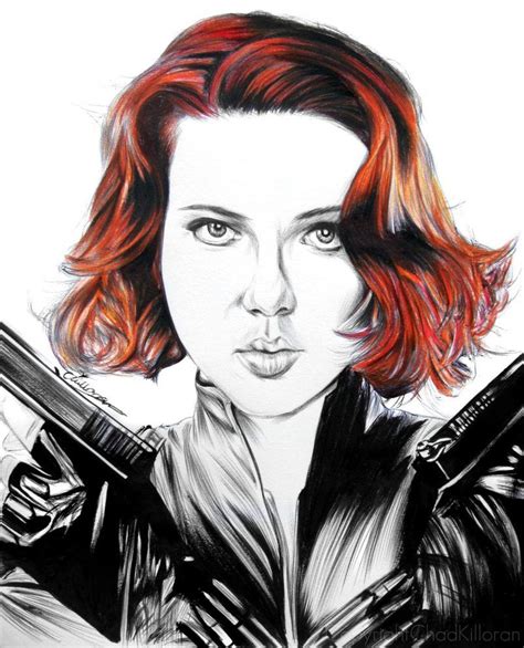 Biro And Coloured Pencil Portrait Of Actress Scarlett Johansson As