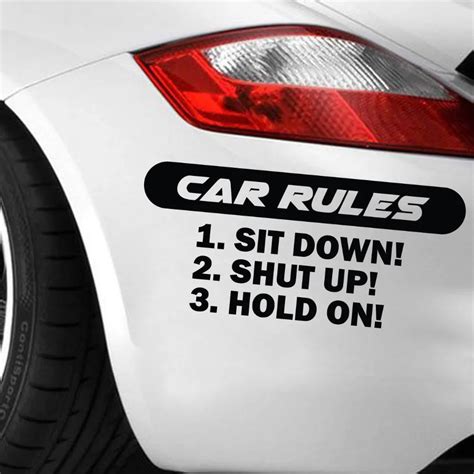 Car Interior Sticker Funny Car Rules Fashion Vinyl Decal Auto