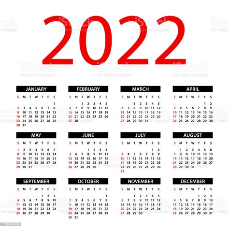 Ilustración De Calendario 2022 Ilustración De Diseño Symple La Semana