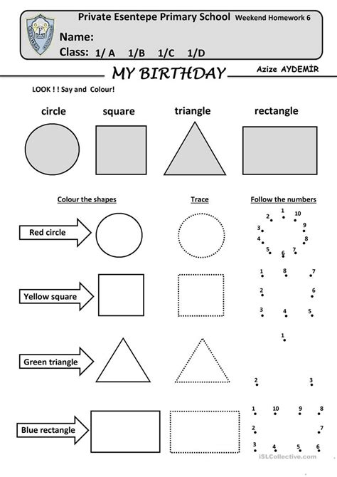They include exercises on tracing, drawing, naming and identifying 2d shapes. shapes - English ESL Worksheets for distance learning and physical classrooms