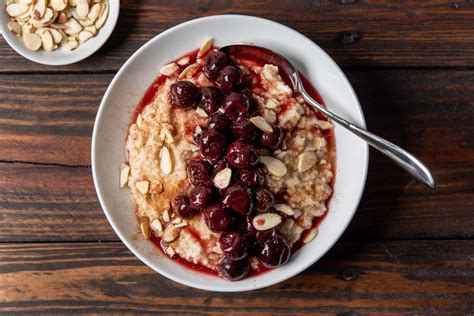 Cherry Compote Topped Oatmeal Oregon Fruit Products