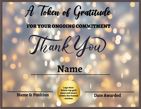 Editable Thank You Certificate, Recognition Certificate, Appreciation