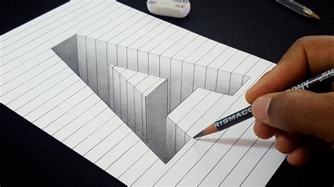 Easy Drawing How To Draw 3d Hole Letter A Shape In Line Paper 3d Art