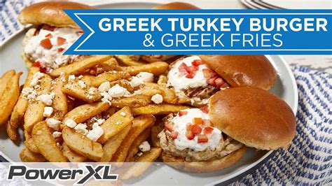 Greek Turkey Burgers And Greek Fries Youtube