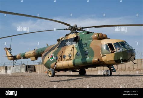 An Afghan Air Force Mi 17 Helicopter On The Ramp At Shindand Air Base