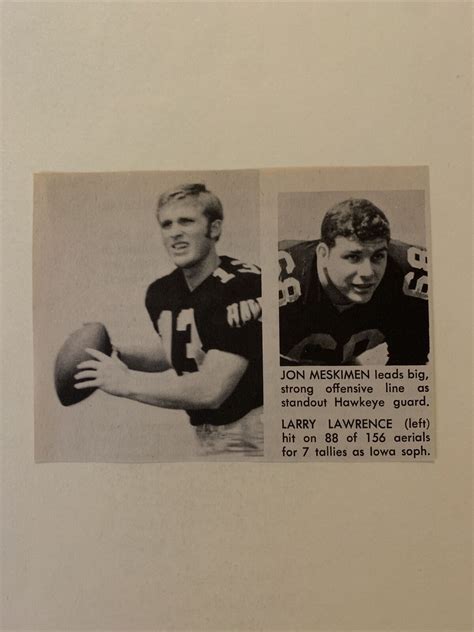 Jon Meskimen Larry Lawrence Iowa Hawkeyes 1969 Sands Football Pictorial Co Panel Ebay