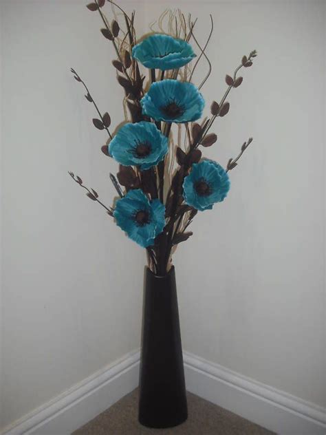 The artificial roses are perfect for making wedding flowers bouquets, centerpieces or. teal silk flower arrangement black vase 1 metre tall ...