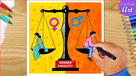 How To Draw Gender Equality Drawing Poster Making Womens Equality Day Easy Step By Step