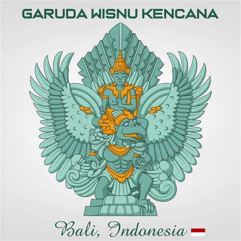 Statue Of Garuda Wisnu Kencana Cartoon Bali Indonesia Vector