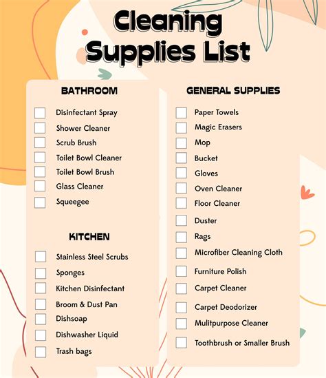 4 Best Images Of Printable Household Items List Cleaning Supplies