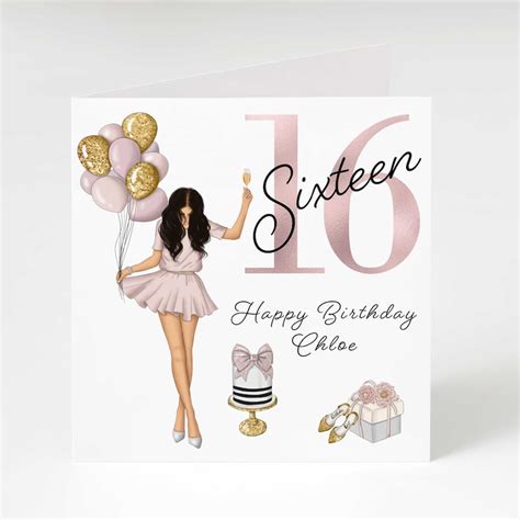16th Birthday Card Girl Personalised Age 16 Teenage Girl Etsy Uk