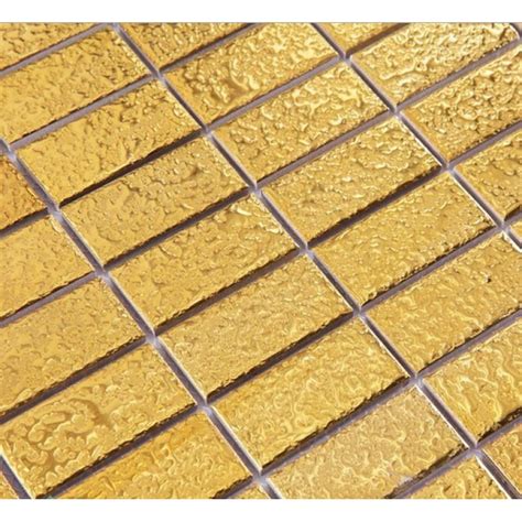 Gold Ceramic Mosaic Tile Brick Arabesque Patterns Kitchen Backsplash