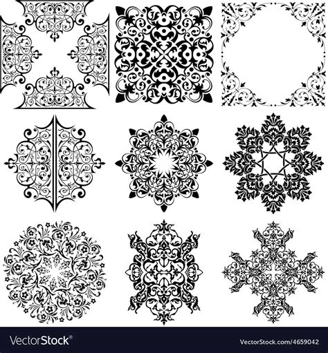 Set Of 9 Ornamental Design Elements Royalty Free Vector