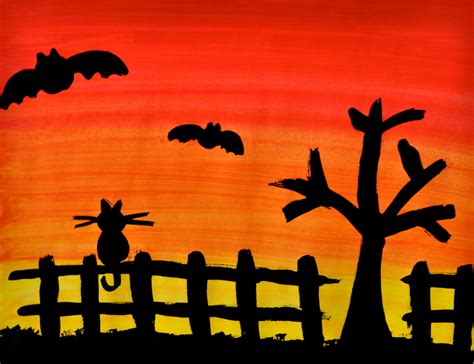 Art is highly subjective and everyone has their own style, so taking artistic liberties in your paint color, mountain shape, star pattern, ect. Pin by Wolfgang Praetorium on DIY Painting | Silhouette painting, Sunset art, Halloween painting