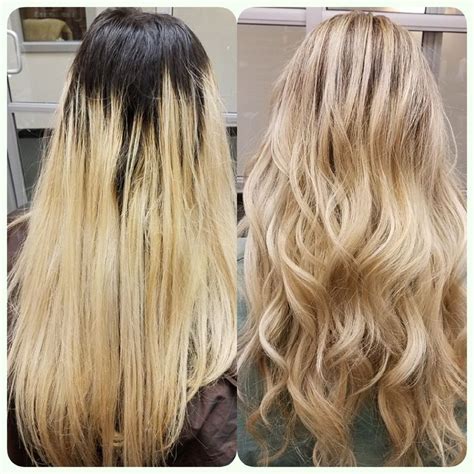 Before And After Bleach Highlights From Black To Blond At Evys Hairstyles Hair Styles Hair