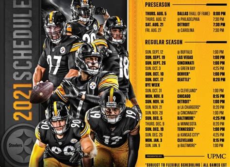 2021 Pittsburgh Steelers Schedule Pittsburgh Pennsylvania