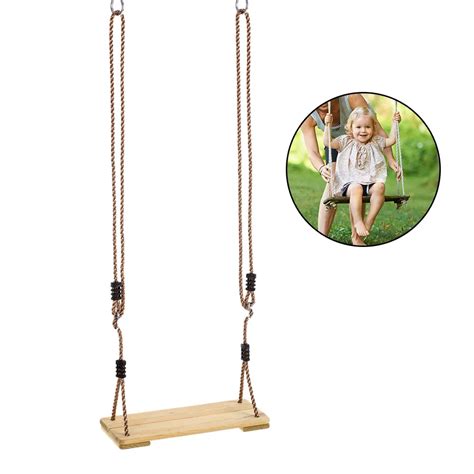 Outdoor Adult Tree Swing Seat Kids Trapeze Chair Wooden Hanging Swing