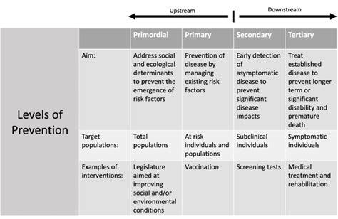 Characteristics Of Levels Of Prevention Used In Public Health