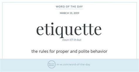 Word Of The Day Etiquette Interesting English Words Word Of The Day