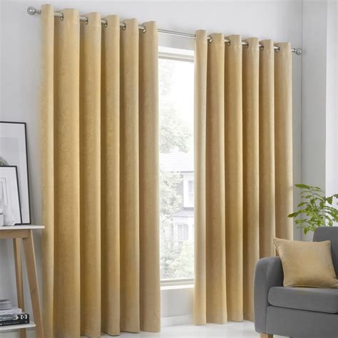 Strata Ready Made Woven Dimout Eyelet Curtains In Ochre Excellent