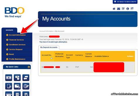 Fortunately, the second method to check your balance is through a computer, and here's how you do it. How To Inquire Account Balance in Banco de Oro (BDO ...