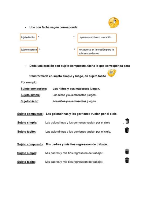 Sujeto Simple Compuesto Y Tácito Worksheet Live Worksheets