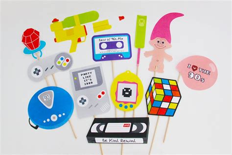 90s Photo Booth Props Printable 90s Props 90s Decorations Etsy