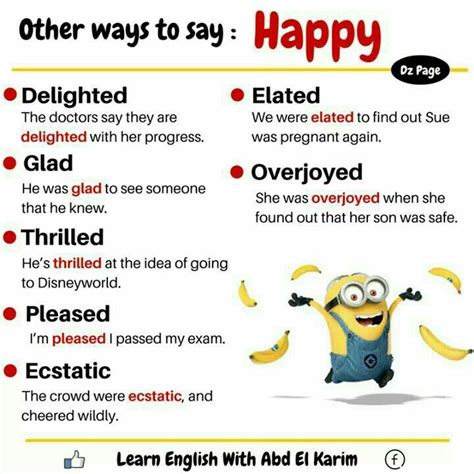 Other Way To Say Happy คำศัพท์ภาษาอังกฤษ คำศัพท์ การเรียนภาษาอังกฤษ