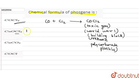 Chemical Formula Of Phosgene Is Youtube