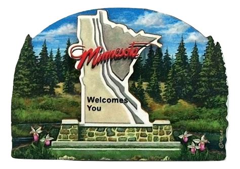 Minnesota State Welcome Sign Artwood Fridge Magnet
