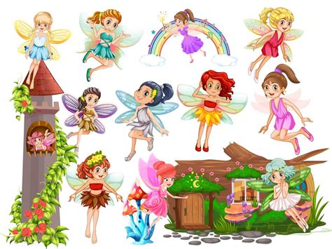 Fairy Princess Clipart Cute Fairies Castle Design Art Set Etsy México