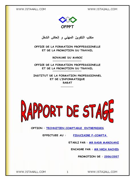 Modele Rapport De Stage Ofppt Document Online