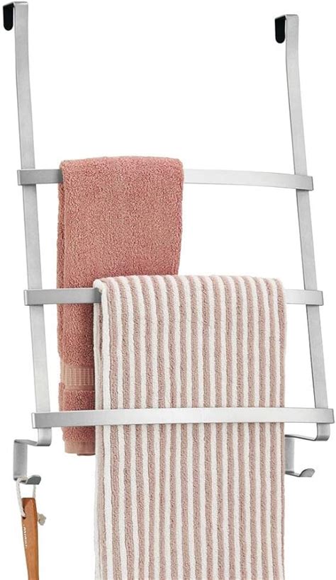 Mdesign Hanging Towel Rack — Over Door Towel Rail With 3 Rungs And 2