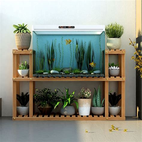 How big of a stand do i need for a fish tank? Fish tank flower stand living room balcony storage floor ...