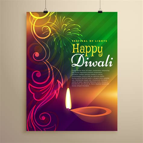 Beautiful Diwali Flyer Template With Diya And Floral Design Download