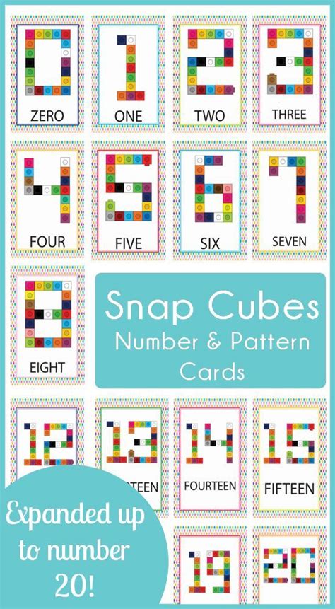 Snap Cube Number And Pattern Cards 1 20 Free Preschool Math Centers